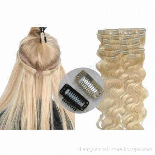 Grade 5a European human hair clip-in/on hair extensions